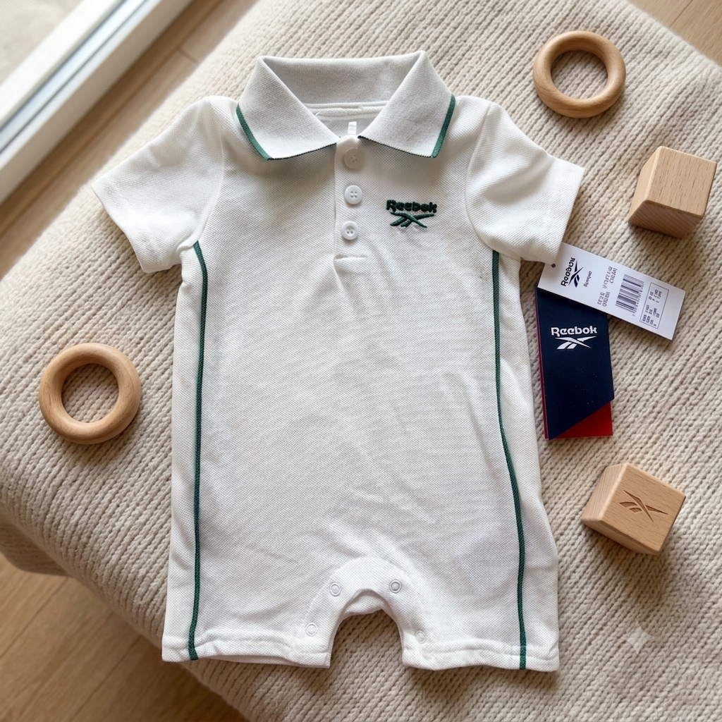 Enterizo Tipo Polo Reebok Blanco y Verde