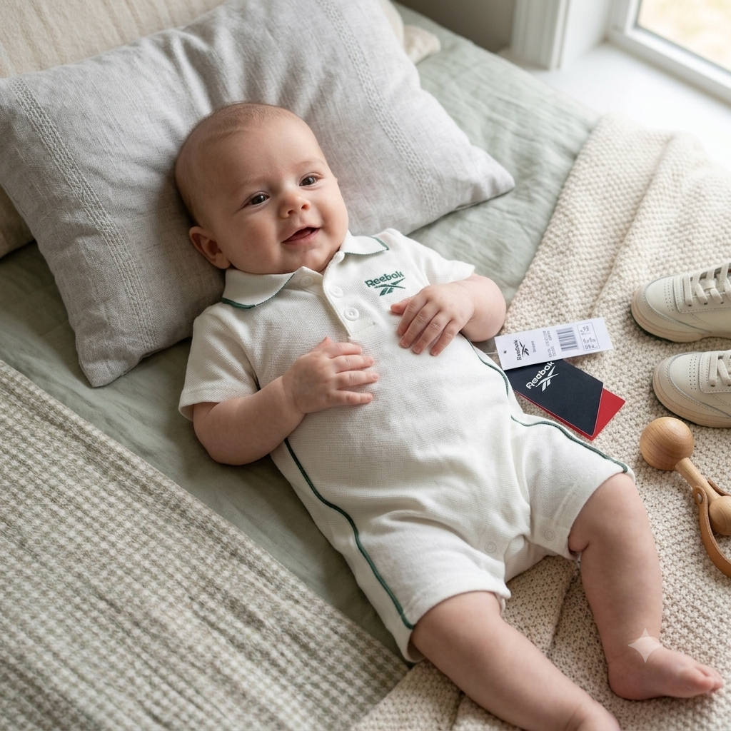 Enterizo Tipo Polo Reebok Blanco y Verde