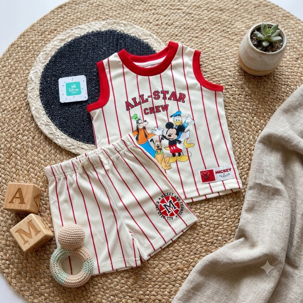 Conjunto 2 Piezas Deportivo Béisbol Mickey & Friends (Rayas Rojas)