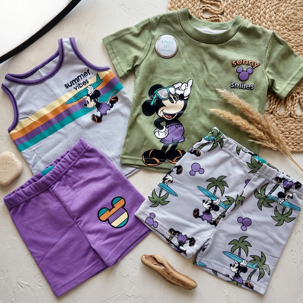 Set 4 Piezas Mix & Match Mickey Surf