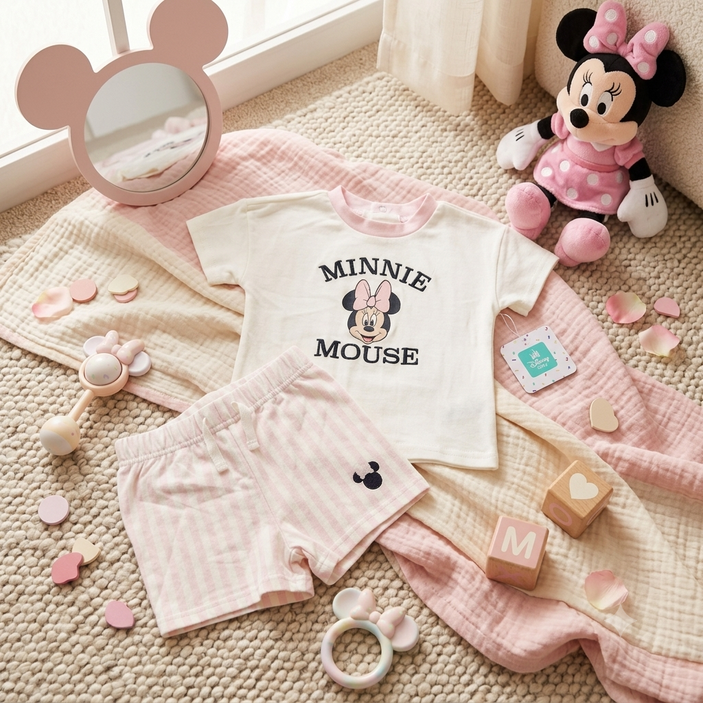Conjunto Camiseta y Pantaloneta Rayas Minnie Mouse
