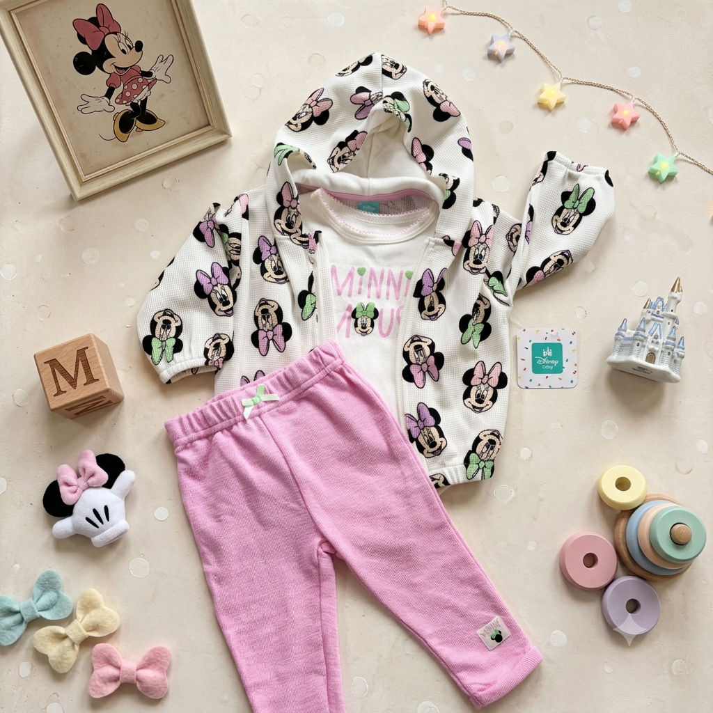 Conjunto 3 Piezas Chaqueta, Body y Pantalón Minnie Mouse