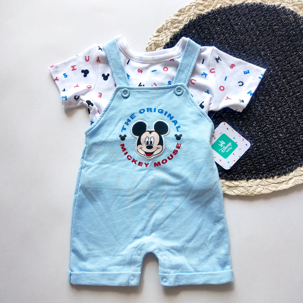 Conjunto Overol Celeste y Body Mickey Mouse