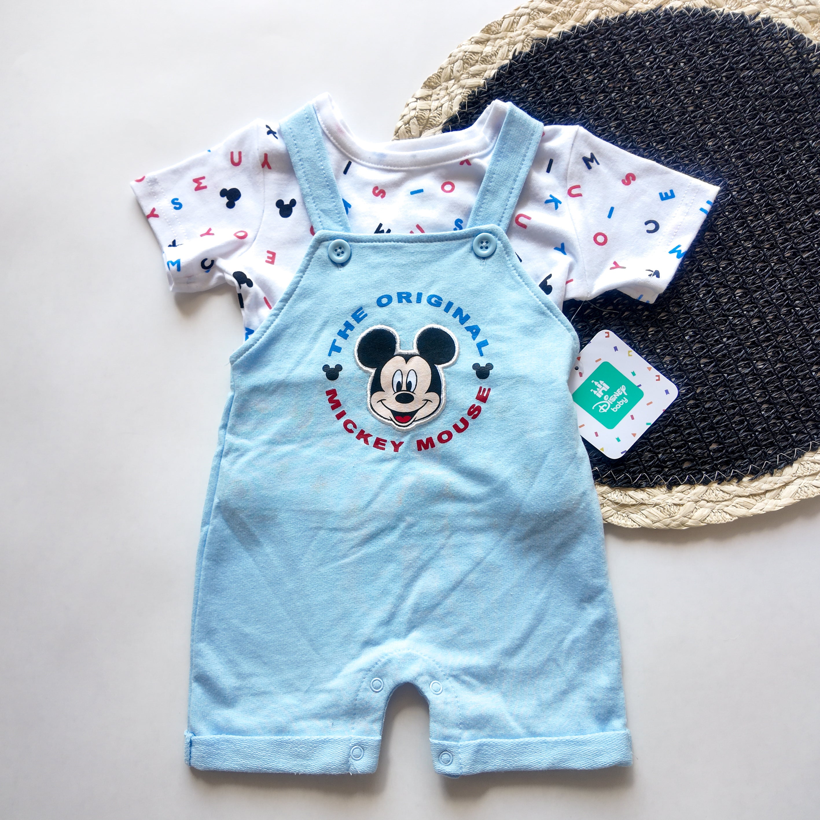 Conjunto Overol Celeste y Body Mickey Mouse