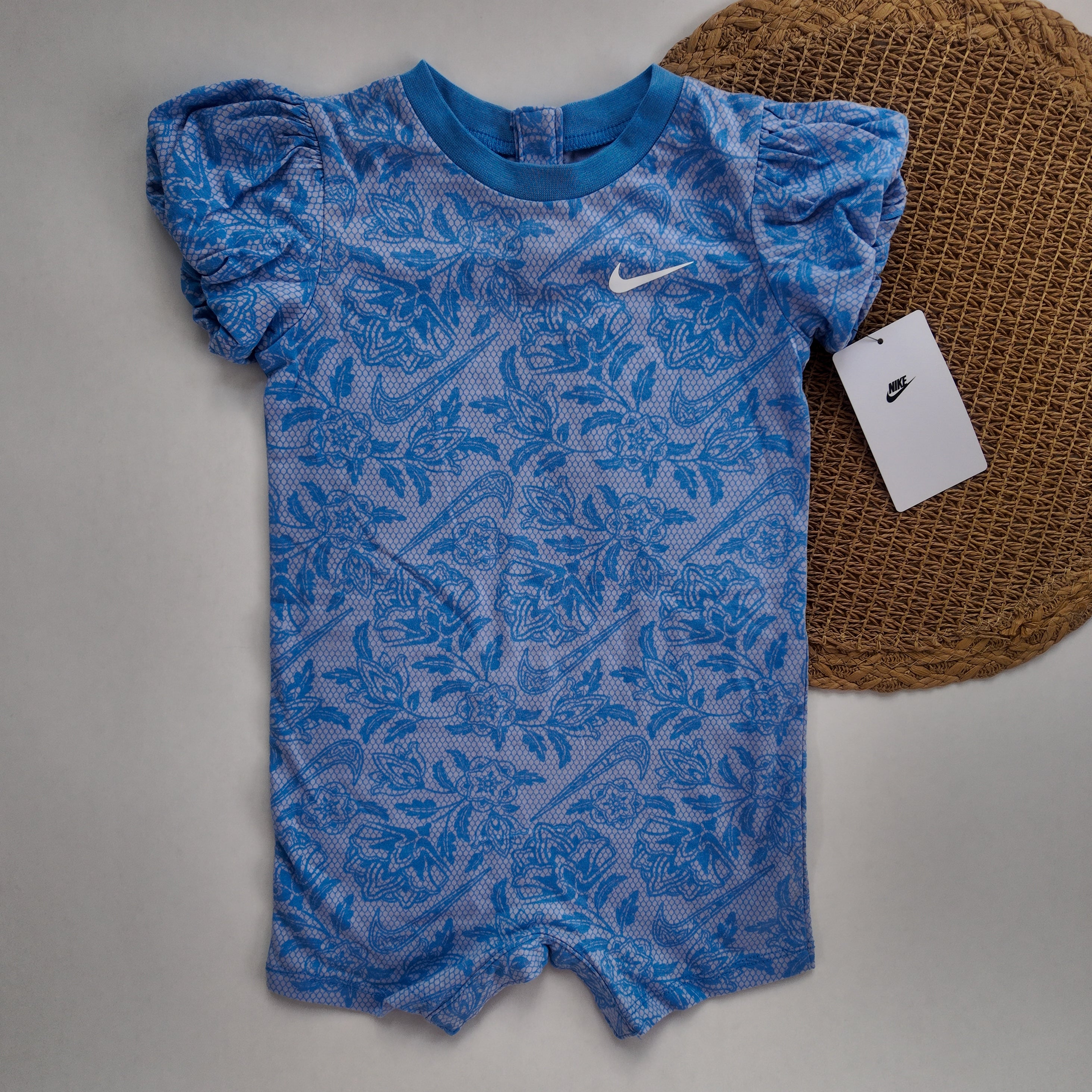 Enterizo Corto Nike Floral Azul con Mangas