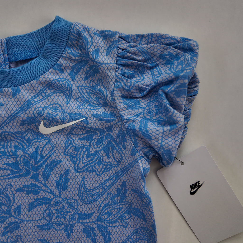 Enterizo Corto Nike Floral Azul con Mangas