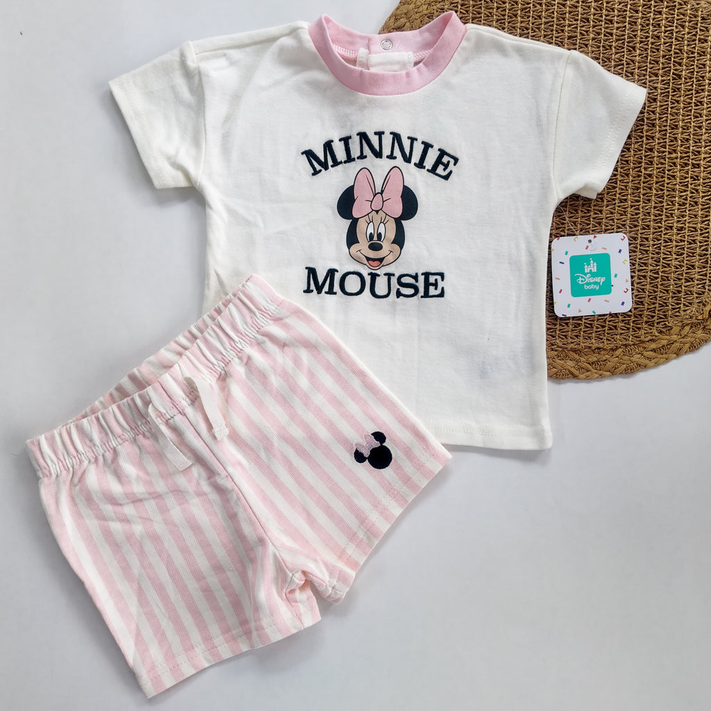 Conjunto Camiseta y Pantaloneta Rayas Minnie Mouse